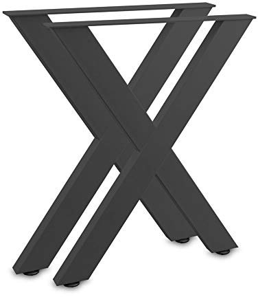BITUXX® Tischbeine Tischkufen Tischgestell Tischuntergestell Stahl Metall Eckig (Kreuz 72x60, Schwarz)