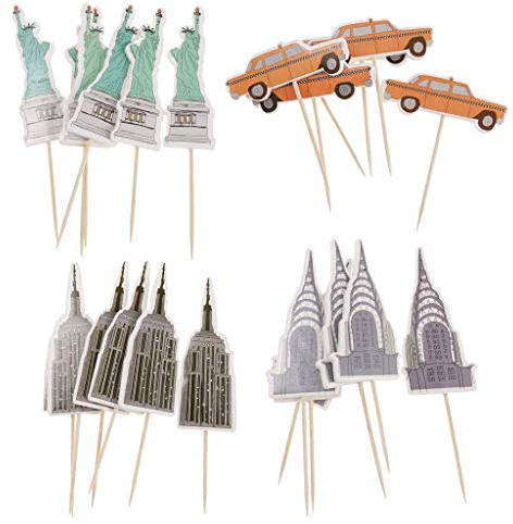 Inzopo Cupcake-Topper New York Empire State Yellow Taxi Statue Liberty Party