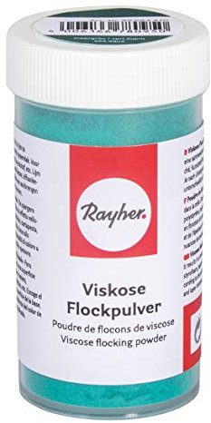 Rayher 39584410 Viskose Flockpulver, mit Streueinsatz, zum Einstreuen in Kleber, zaubert weiche Oberflächen in Samt-Optik, meergrün, 75ml