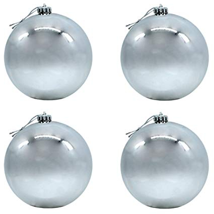 DARO DEKO Weihnachts-Kugel XXL Ø 15cm - 4 Stück Silber glänzend