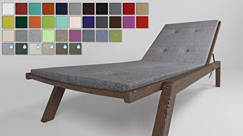 Rollmayer Sitzkissen für Sonnenliege mit Steppung Auflage Polster für Gartenliege Liegestuhl Strandliege Kollektion Melange (Aschgrau 20, 190x54x4cm - 1 Stück)