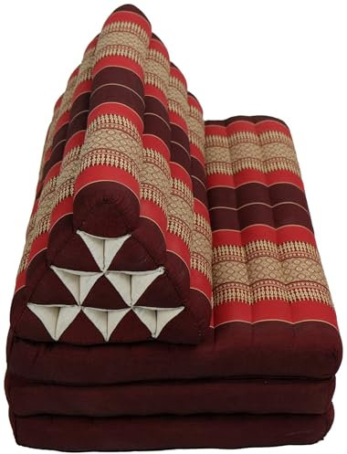 Fine Asianliving Thaikissen Dreieckskissen 3 Auflagen Kapokfüllung XXXL 80x190cm Thai Kissen Meditation Matte Matratze Kapok 301-N08