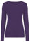 Hamishkane Ladies Long Sleeve Round Neck Plain Casual Basic Stretchy Fitted Womens T-Shirt Top Purple