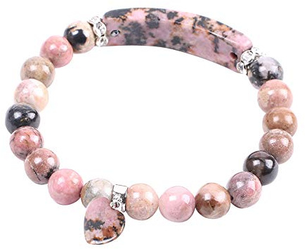 8MM Natural Healing Stone Armbänder, Amethyst Edelstein Herz Charme Stretch Armband Chakra Crystal Energy Handgemachter Schmuck für Frauen
