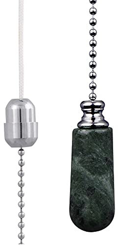 ElekTek Bathroom Light Pull Chain Cord Chrome Green Marble Drop with 80cm Matching Chain