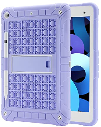 XZC Funda para iPad 9ª/8ª/7ª generación (funda para iPad 10.2 2021/2020/2019) Push Pop Fidget Toys Case cubierta de protección contra caídas con soporte para lápiz Kickstand correa de hombro(púrpura)
