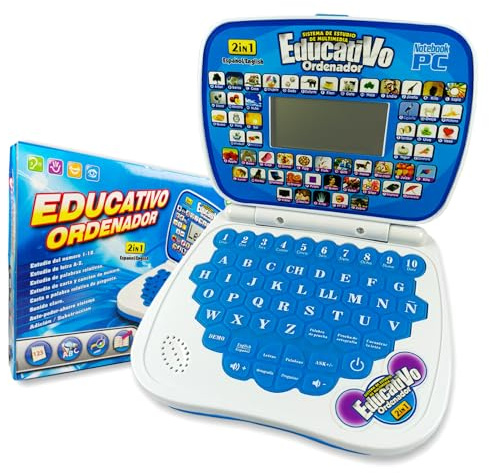 Zeenkind Spanish English Toy Laptop, Learning Toys for Kids 3+ Years Old Spanish Learning Bilingual Toy Computer for Kids, Educational Computer Toys with Alphabet Numbers Words Spelling Math