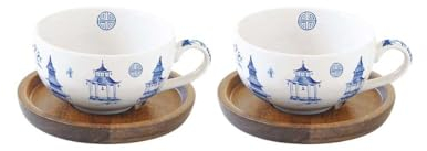 Easy Life COFF 2 tazze da caffè 12 cl in porcellano + piattino ACACIA PAGODA