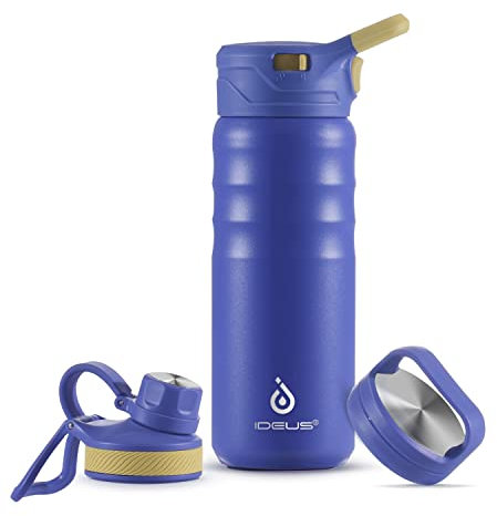 IDEUS Vacuum Insulated Water Bottle, Stainless Steel Double Wall Flask Metal Sports Canteen with Leak-Proof Screw Cap (Purple, 18oz (540ml))
