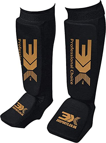 3X Sports MMA Schienbeinschoner Thaiboxen Schienbeinschoner für Kickboxen, Muay Thai, Karate und MMA Kickboxen Schienbeinschutz Ristschutz Schienbeinschutz