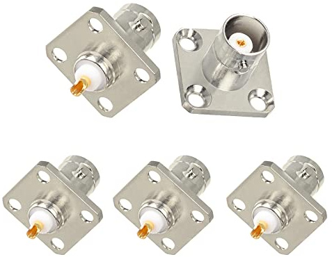 Superbat BNC Stecker BNC Buchse 4-Loch Flansch Panel Chassis Mount Koaxial Löt Stecker 5pcs