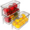 Bewahly Organizer Frigorifero Set di 3, Contenitori Frigo Impilabili con Coperchio e Manico, Organizzatori Frigorifero per Frutta e Verdura, Contenitori Frigorifero per Cucina, Dispensa - Senza BPA
