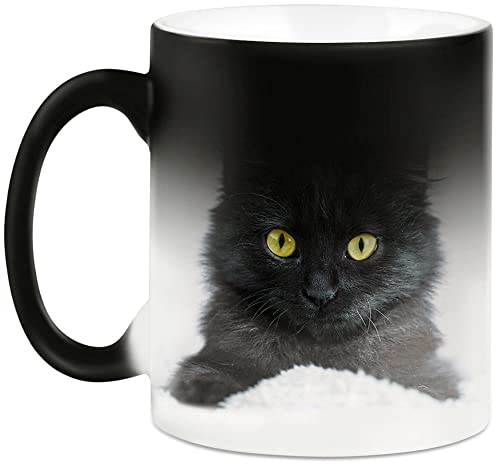 Ocadeau Mug noir céramique thermosensible personnalisé photo – Mug magique imprimé noir avec effet thermique – Tasse qui change de couleur avec chaleur