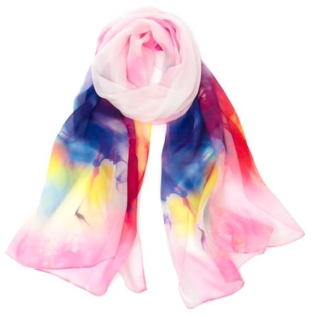 LEIDAI Seidenschal Edle Damen Schal Farbverlauf | 100% Seide, Lang, Leicht, Sonnenschutz, Anti-allergisch, Elegant & Weich, Geschenk für Mutter (#12)