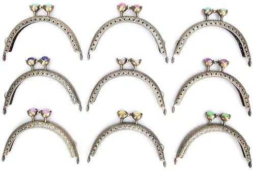 Cadre De Sac à Main En Métal De 9 Pièces, Fermoir De Porte-Monnaie De Cadre De Serrure De Baiser Semi-Circulaire Sac à Main Sac Cadre Fermoir Serrure Fermoirs Craft Cadre Pour Sac à Main, 8.5cm