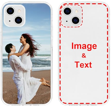 MXCUSTOM Personalised Phone Case for Apple iPhone 14, Customised with Photo Image Text Picture Design Make Your Own Phone Cover [Clear Soft TPU Slim Shockproof] (FXT-CR-P1)