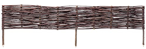 KADAX Palisade aus Weide, natürlicher Weidenzaun, handgemachter Weidenflechtzaun, Gartenzaun für Wegabgrenzung und Beete, Zaun Rasenkante (1 Stück 120x30cm)