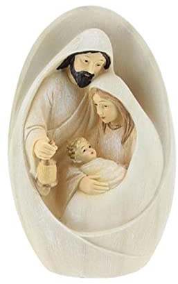 Weihnachtskrippe aus Kunstharz | Geformter Stil Josef Maria hält Baby Jesus, schöne detaillierte Krippe für Zuhause und Innenbereich, dekorative Figur