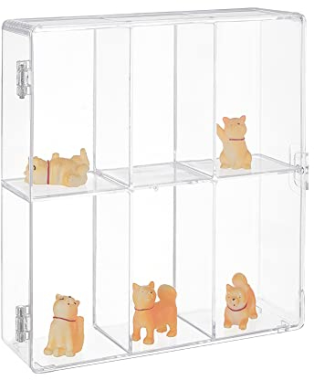 OLYCRAFT Acryl Figuren Vitrine 18.9x5.6x20.3cm Vitrine Für Puppen 6 Fächer Transparentes Acryl Actionfiguren Schaukästen Funko Vitrine Mit Tür Für Figurensammlerstücke Funko Figuren