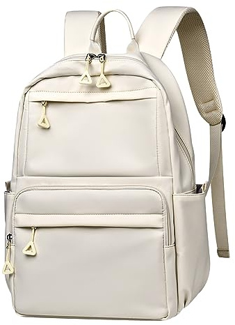 Schulrucksack Mädchen Teenager Rucksack Schule Schultasche Damen School Bag Backpack Uni Rucksack Teenager Mädchen Groß Freizeitrucksack Schulrucksack Oberstufe Jugendliche Mädchen Schoolbag Beige