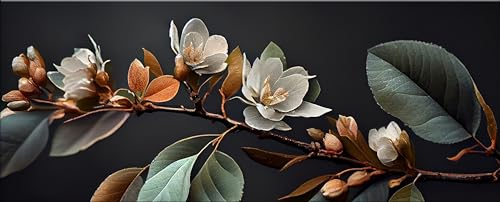 artissimo Glasbild 125x50 cm Bild Blütenzweig AG5400A – modernes Panorama Bild aus Glas, großes Wandbild XXL Querformat, Wanddeko Wohnzimmer anthrazit elegant modern