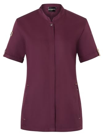Karlowsky Damen Kochjacke Green-Generation Kurzarm Druckknöpfe Modern Fit Polyester/Baumwollmix Oeko-TEX® nachhaltig Aubergine - Größe 38