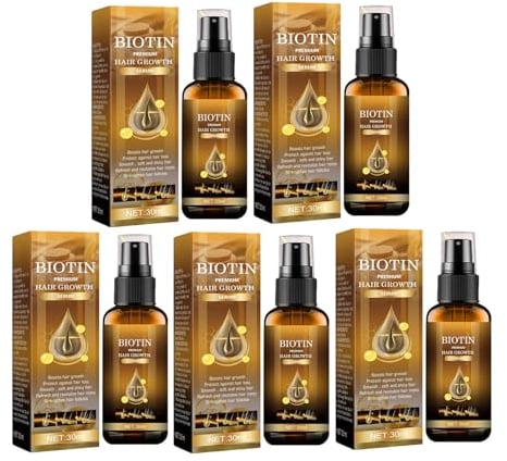 Biancat LuxusBiotin Haarwuchs Serum, Ibealee Biotin Haarwuchsspray, Biotin-Haarwachstumsseren, Bio Haarwachstumsspray, Biotin Haarwachstumsserum, Anti-Haarausfall Haarspray (5PCS)