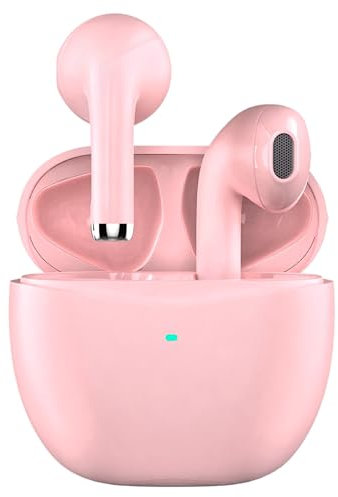 WATCHEM Wireless Earbuds TWS Earphones, 5.0 Bluetooth in-ear headphones, IPX5 Waterproof, TWS Bluetooth Earphones, Fast Charging Case, AI supported (Pink)