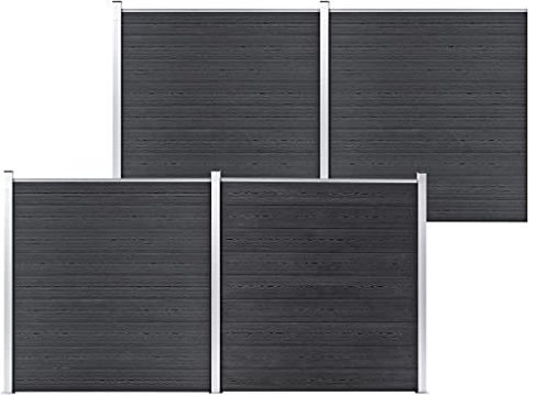 NITCA WPC Zaun-Set 4 Elemente WPC Sichtschutzzaun Windschutz 699x186 cm Zaunelement Set Grau WPC Sichtschutzzaun Komplettset WPC Sichtschutzzaun Windschutz, Zaun Gartenzaun