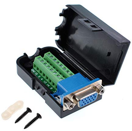 GANASOME Adaptateur DB15 VGA femelle avec carte de dérivation terminal à écrou – Protection améliorée et câblage facile