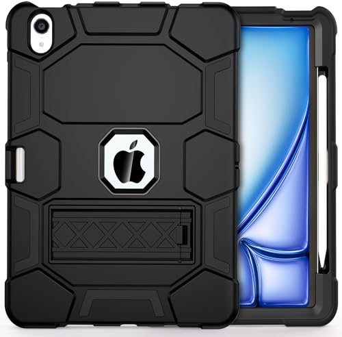 CCMAO Funda para iPad Air de 11 pulgadas M3/M2 2025/2024, iPad Air de 5ª generación 2022/iPad Air de 4ª generación 2020 con soporte para lápices y soporte, funda protectora resistente a los golpes,