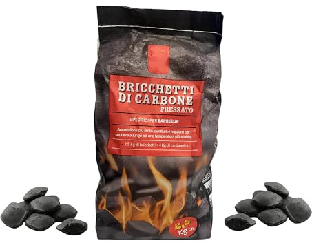 Sacco Bricchetti Di Carbone Per Barbecue 2,5 Kg Borsa Di Bricchette Briquette Bbq Carbonella Pressata Carbone Vegetale Barbecue Sacco Bricchetti Di Carbone 100% Naturali Barbecue Grigliata Brace