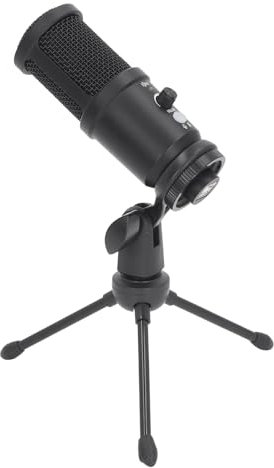 Alomejor Microphone à Condensateur USB, Micro de Bureau Directionnel Super Cardioïde pour L'enregistrement de Jeux, Bouton de Streaming en Direct