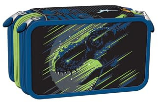 Yuhu.kids ST.Right Etui | für Kinder | Jungen und Mädchen | Mäppchen | Verschiedene Designs | Einschulung | Federmappe | Federtasche | Federmappe Schule | mit Inhalt | 3 Fächer (Dino)