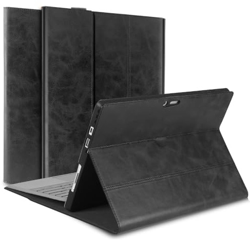 Gexmil Leather Case for Microsoft Surface Pro X Plus,Pro X 13 Inch,Black | Leather Cover Microsoft Surface X 2024/2020/2019,Smart Folio Pencil Holder,Protective,Adjustable Stand