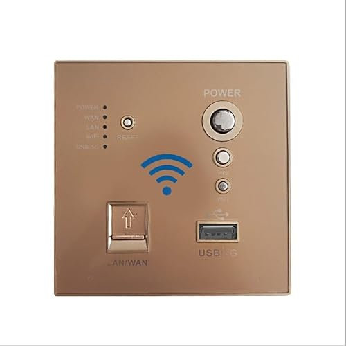 WLAN Repeater 3G mit LAN und USB Ladegerät, WPS Taste, Unterputz Wand Einbau, WiFi Signalverstärker, AC 110-240V, WLAN Reichweite erweitern, 5V 1,5A USB Ladebuchse, Smart Home kompatibel (Gold)