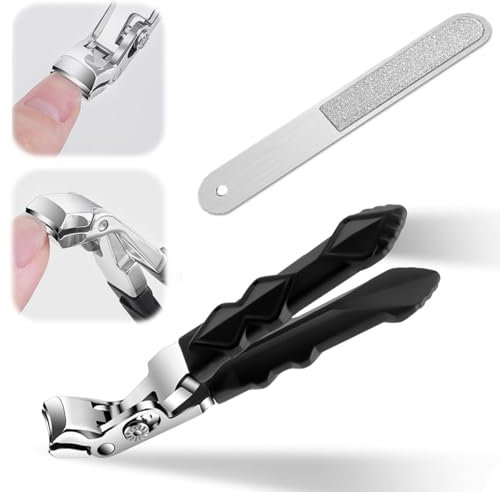 Nail Clippers for Seniors, Toe Nail Clippers for Thick Nails, Clipmaster Pro Toenail Clippers, Wide Jaw Opening Sharp Heavy Duty Fingernail Clipper Cutter (A)