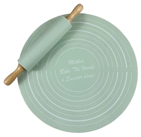VEDA Teigroller-Set aus Silikon, rund, 33,5 cm, mit 30 cm Teigroller, Backwerkzeug für Pizza, Backen