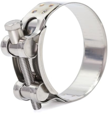 FamlTol de 4 piezas Abrazadera Escape Moto 52-55 mm, abrazadera de turbina de, abrazadera de metal de acero inoxidable adecuada para conexión de escape de tubería de automóvil y motocicleta