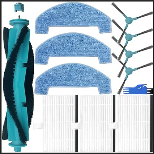 EATBALE Pièces détachées aspirateur robot pour Ultenic D10 avec 1 brosse principale, 4 brosses latérales, 3 filtres Hepa, 3 serpillières, set de brosses à rouleau Kit d'accessoires pour lingettes