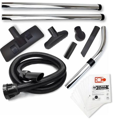 2.5m Spare Parts Tool Kit + Dust Bag for Numatic Henry Hetty Vacuum Cleaner – Henry Hoover Hose with Brush Tool, Rods and Other Henry Hoover Attachments, and Henry Hoover Parts Kit for Cleaning