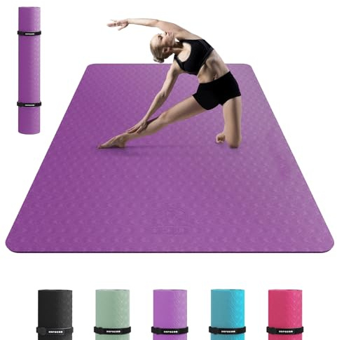 HAPBEAR Large Yoga Mat for Women- 183×116cm×6mm/183×122cm×8mm,TPE Non-Slip, Durable, Extra Large Thick Wide Exercise Mat for Pilates, Gym, Workout, Home,Fitness, (Barefoot Exercise)