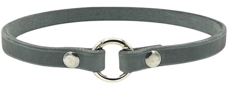 Markenhalsband Classic aus Leder für Hunde- oder Steuermarken | dünn & leicht (Grau)
