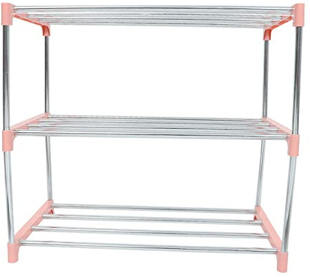 MAGICLULU 1 Stück Schuhregal Hoher Schuhschrank Stand Abs Faltbar Aufhänger Schuhorganisator Haken Freistehend Tür Reihe Sitz Garage Platz Schuhe Schuhablage Stapler Rosa Rostfreier Stahl