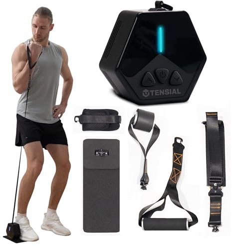 Tensial Smart Home Gym - Portable Home Gym Equipment with Digital Resistance 7-66 lbs | Single Motor Electronic Cable Machine for Strength Training | Compact Motorized Adjustable Weight Fitness System