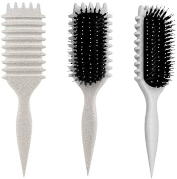 Lockenbürste, Curly Hair Brush, Curl Brush, locken bürste, Wildschweinborsten, Haarbürste zum Kämmen und Formen, reduziert Ziehen und Locken Trennung für definierte Locken(Beige)