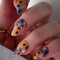 SXVME French Press on Nails Almond Shape False Nails with Colorful Flower Designs Floral Fake Nails Medium Length Spring Summer for Women, 24Pcs