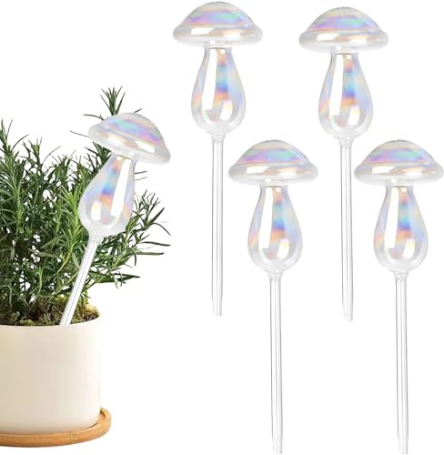 CUVZORA 4 Stück Bewässerungskugeln Kunststoffe, Bewässerungskugeln Pilze,Wasserspender Pflanzen Bewässerung Indoor, für Zimmerpflanzen, Garten und Balkon