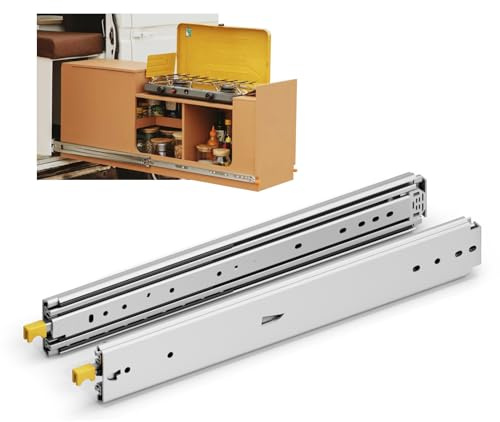 GEYUESI 1016mm Ultra Heavy Duty Drawer Runners with Lock 190kg Capacity | 40 inch, Full Extension, Locking Mechanism, Ball Bearing, Zinc Plating, Side Mount, For Campervan RV Workshop Garage, 1 Pair
