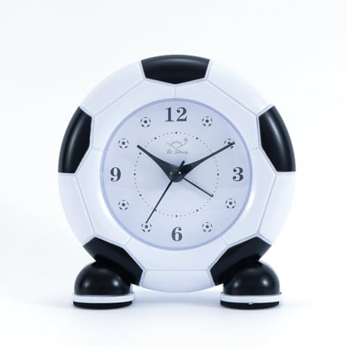 Okaywork Wecker für Kinder, Fußball, Jungen, Mädchen, leise, ohne Ticken, batteriebetrieben, Geschenkidee für Kinder von 5 – 12 Jahren (Fußball)